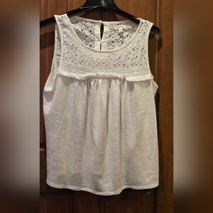 Max Studio White Crochet Detail Blouse